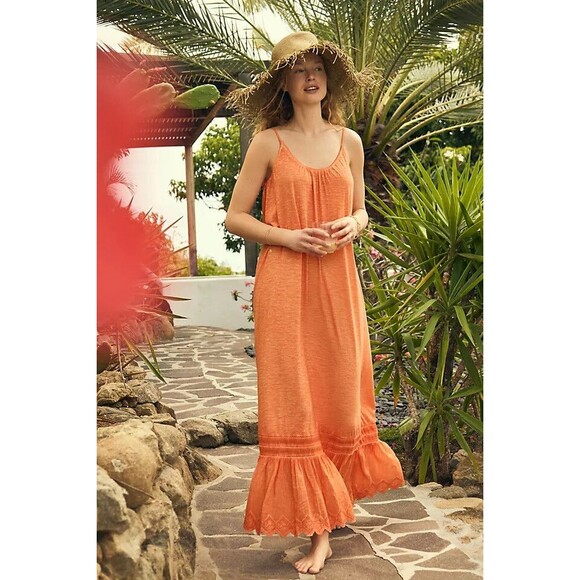 Daily Practice Anthropologie Arlene Maxi Dress Eyelet Embroidered Lace XS 254675 - Picture 3 of 10